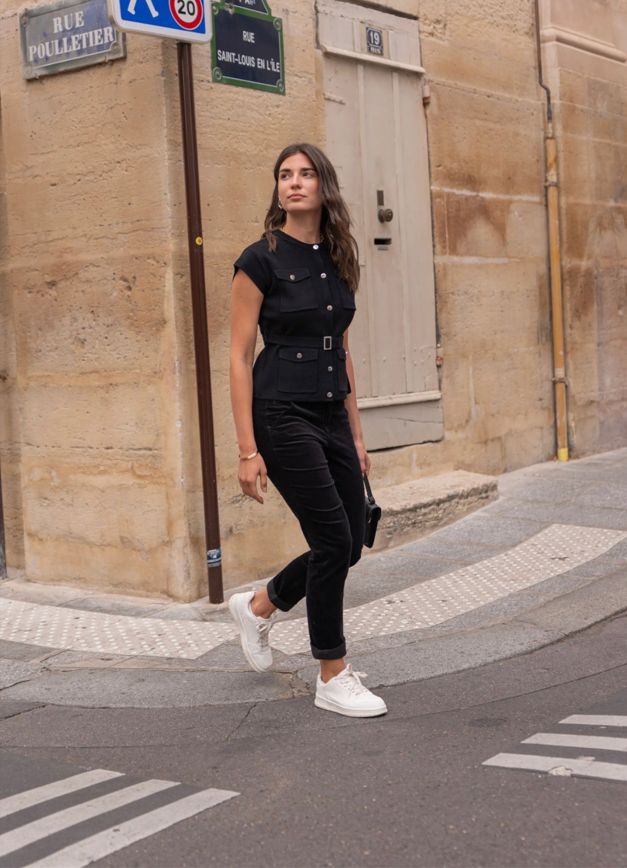 Gilet saharienne ceinturée en maille Abigaël