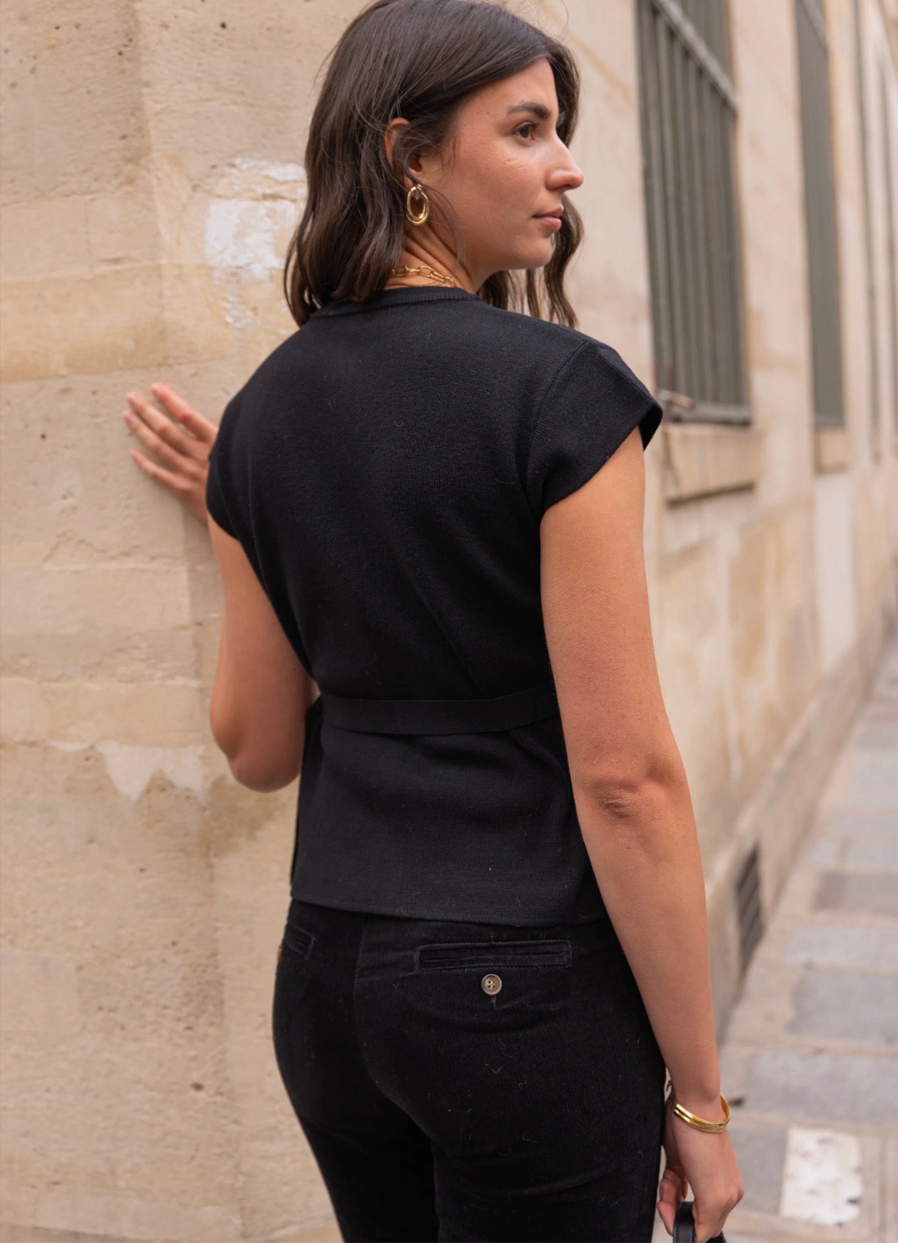 Gilet saharienne ceinturée en maille Abigaël